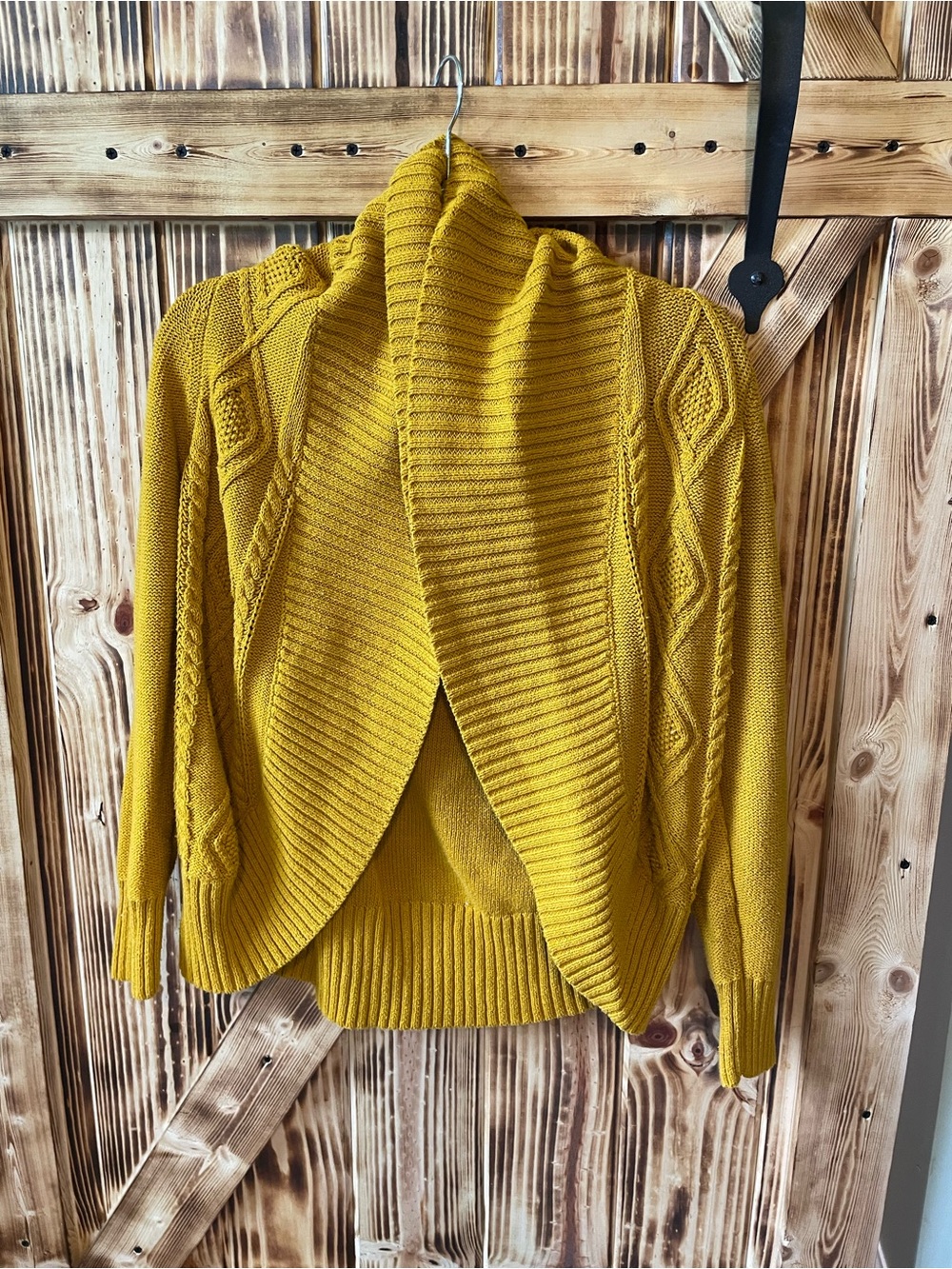Mossimo Supply Co. Open-Front Cable Knit Cardigan in Mustard